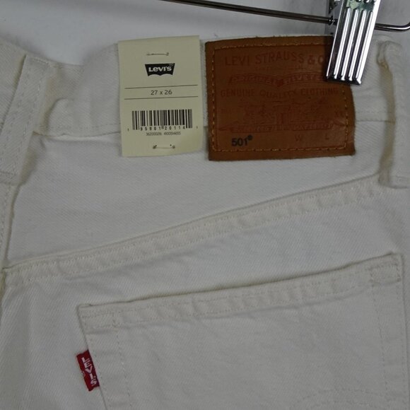 Levi's 501 Cropped Jeans Women's 27x26 White Denim Distressed Button Fly - Picture 8 of 13